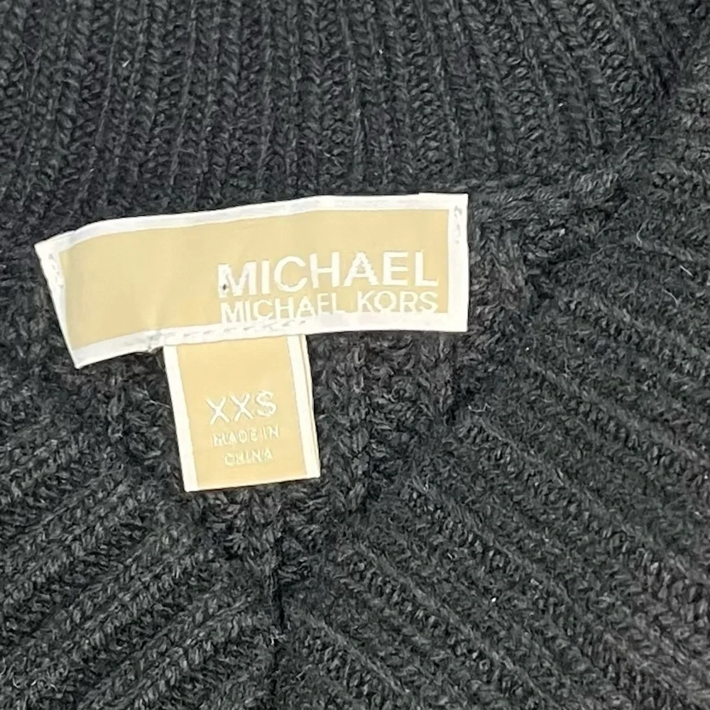 Michael Kors Black Chunky Knit Zip Cold Shoulder Sweater - Picture 8 of 8